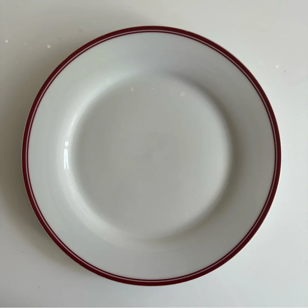BOGO Williams Sonoma Dinner Plates with Red Trim